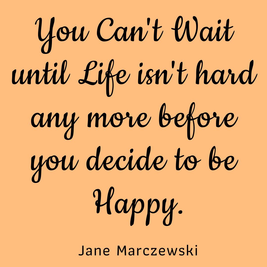 You can't wait until life isn't hard anymore before you decide to be happy. Jane Marczewski